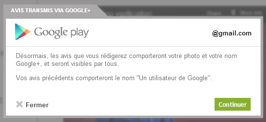 Google Plus intégré dans Google Play
