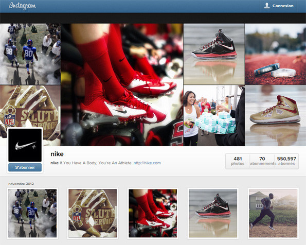 Profil web Instagram de Nike