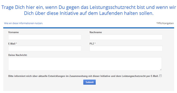 Pétition de Google en Allemagne pour inciter les utilisateurs à refuser le projet de loi visant à taxer le moteur de recherche.