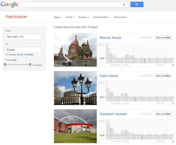Flight Explorer, le comparateur de vols de Google