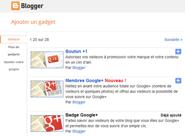 Google+ intégré dans Blogger