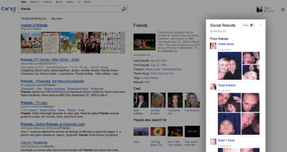 Barre latérale sociale du moteur de recherche Bing (intégration de Facebook avancée)