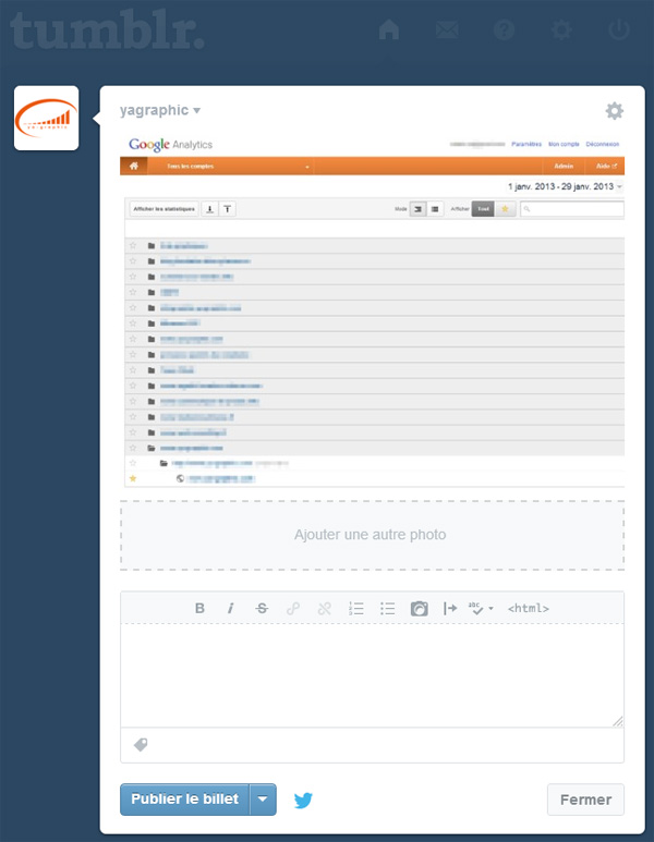Publication de photos dans Tumblr