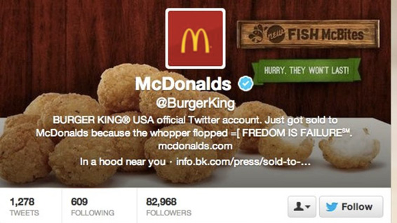 Compte Twitter de Burger King piraté
