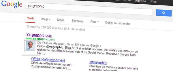 Photo auteur de Google+ affichée dans les résultats organiques de Google