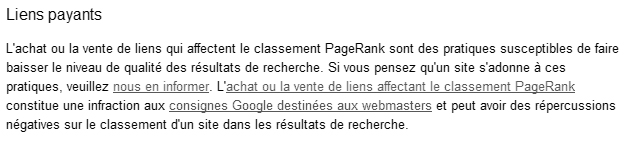 Liens payants: Google ne les tolère pas s'ils passent du PageRank.