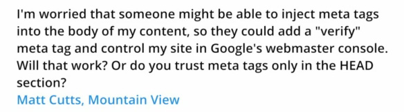 Matt Cutts: Sécurité des sites web et balises META