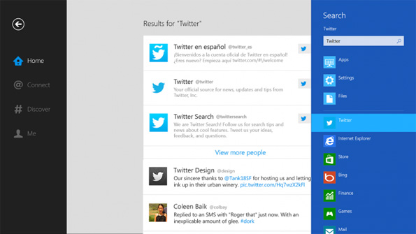 La fonctionnalité de recherche dans Twitter pour Windows 8 et Windows RT