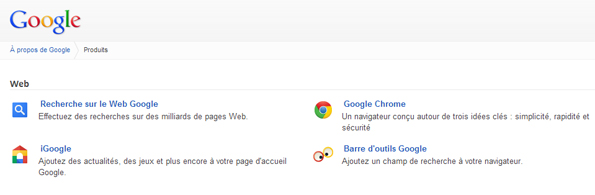 Les produits de Google