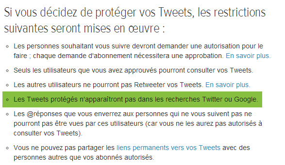 Version française: Tweets protégés s'afficheront dans les résultats de recherche de Twitter