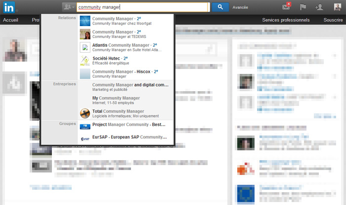 Fonctionnalité d'autocomplétion dans LinkedIn France