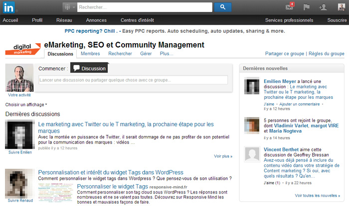 Nouveau design groupe LinkedIn Digital Marketing