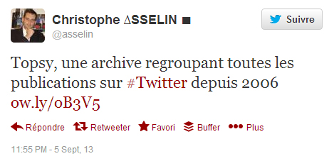 Topsy est-il une archive de tweets ?