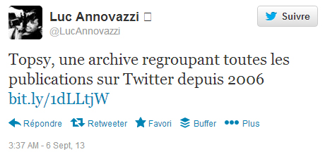 Topsy annoncé comme une archive de Twitter