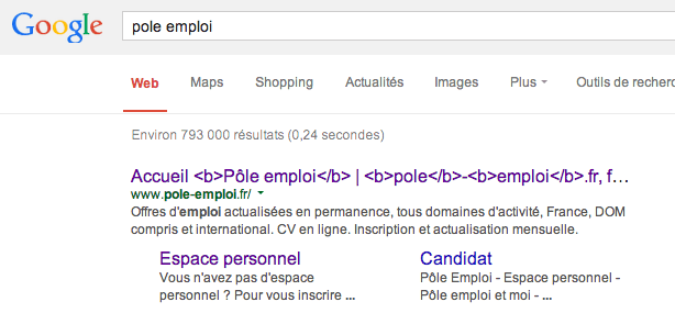 Balise title du site de Pôle Emploi