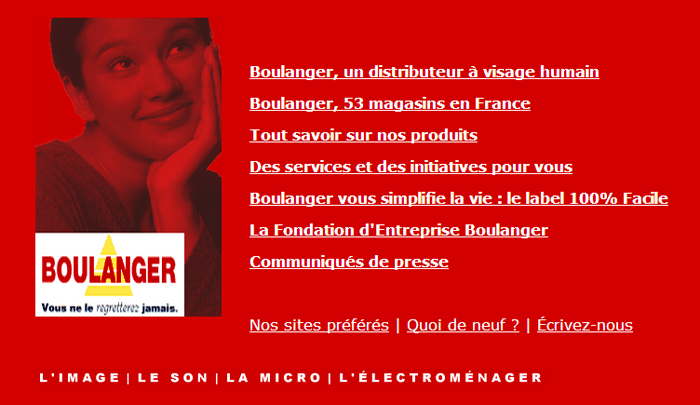 Design du site Boulanger.fr en l'an 2000