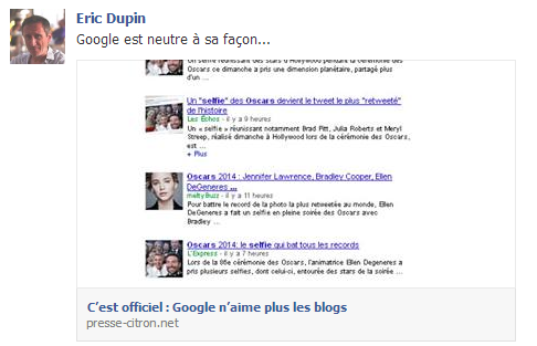 Google n'aime plus les blogs ?