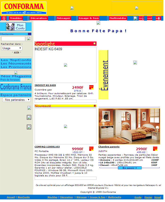 Design du site Conforama.fr en 2000