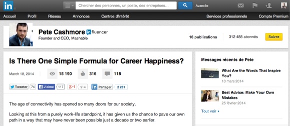 Pete Cashmore: compte auteur dans LinkedIn Pulse