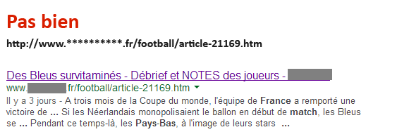 URL (1) dans les résultats de recherche de Google.fr