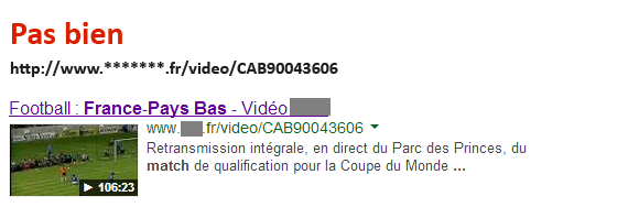 URL (2) dans les résultats de recherche de Google.fr