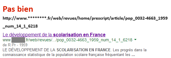 URL non optimisée pour le SEO