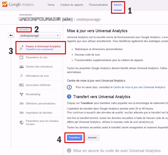 Activer Universal Analytics dans Google Analytics