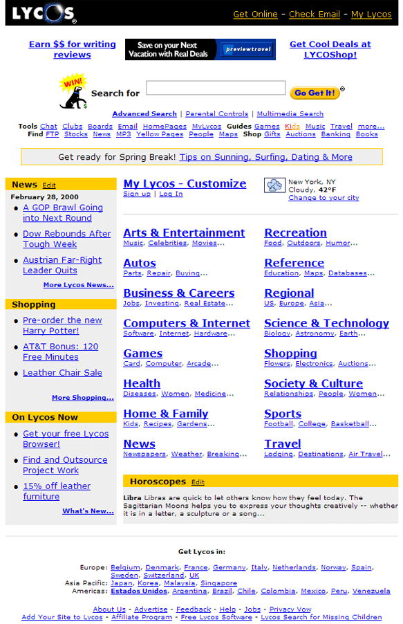 Lycos fin années 90