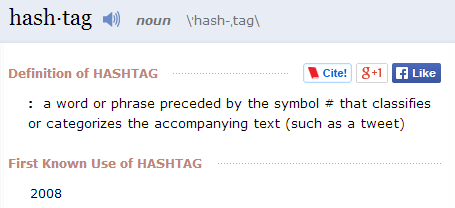 Définition du mot hashtag (en anglais)