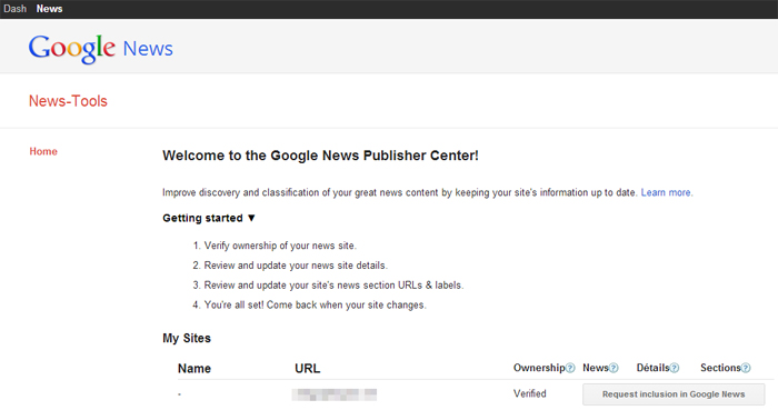 Google News Publisher Center