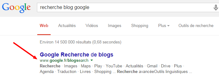 Recherche de blogs dans Google