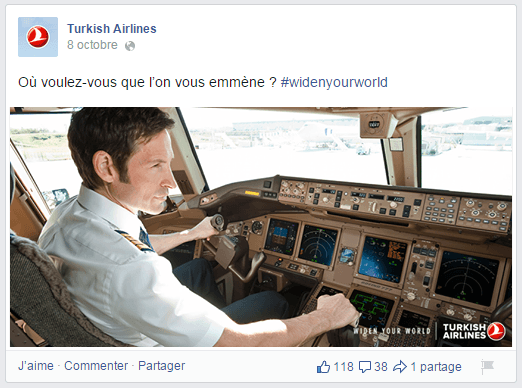 Autre question du community manager dans la page Facebook de Turkish-Airlines
