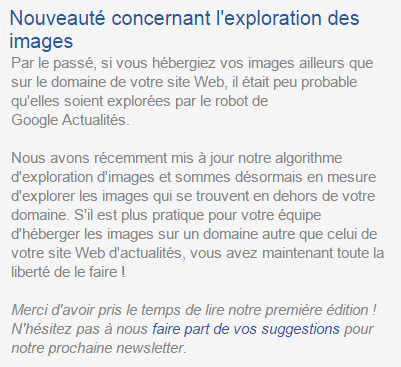 Newsletter de Google Actualités.