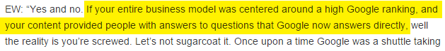 Business model concentré uniquement sur le classement Google.