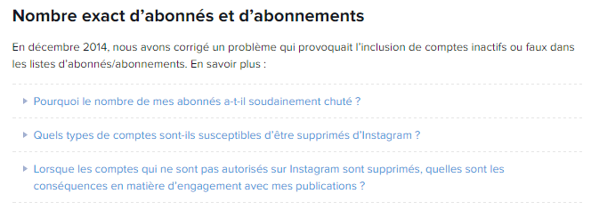 Instagram a supprimé des comptes inactifs / faux comptes des listes d'abonnés/abonnements.