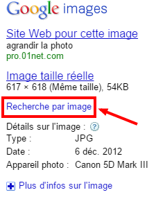 Recherche par image dans Google Images