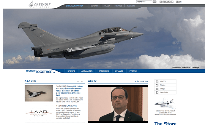 Site WordPress de Dassault Aviation