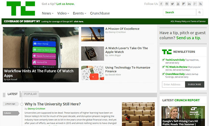 Site WordPress de TechCrunch