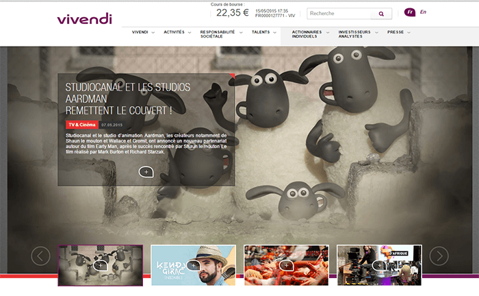 Le groupe Vivendi utilise le CMS WordPress pour son site.