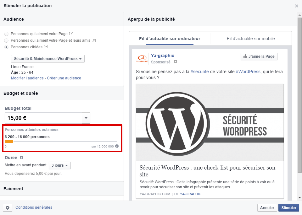 Stimuler la publication : 16 000 personnes touchées via la publicité Facebook Ads