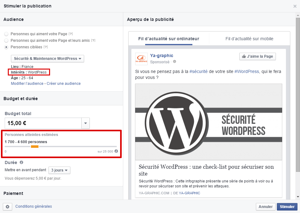 Stimuler la publication : 4 600 personnes atteintes dans Facebook