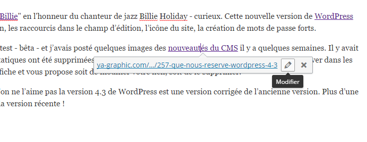 Éditer un lien dans WordPress