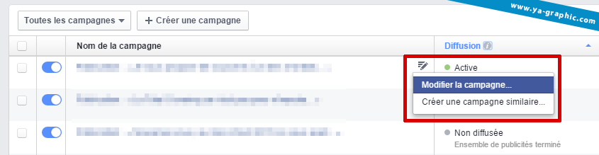 Facebook : Modifier une campagne de publicité en cours