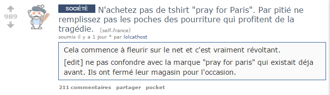 Message dans Reddit.com