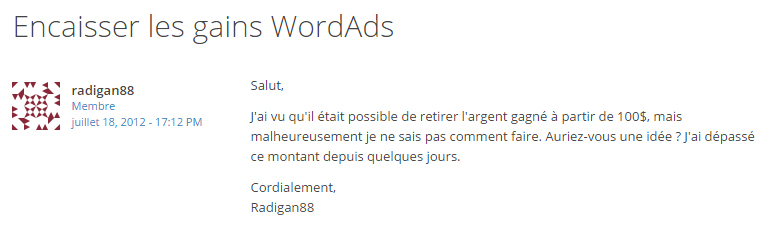 Revenus WordAds