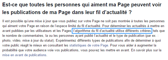 Algorithme dans Facebook