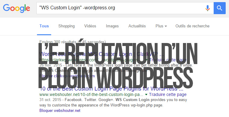 E-réputation d'un plugin WordPress dans un moteur de recherche