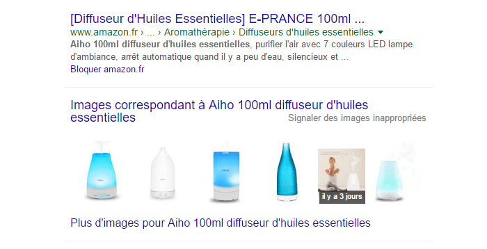 Images dans les résultats de recherche de Google.fr