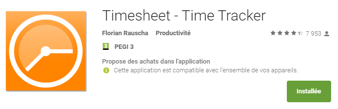L'appli Timesheet pour compter le nombre d'heures de travail passées dans un projet