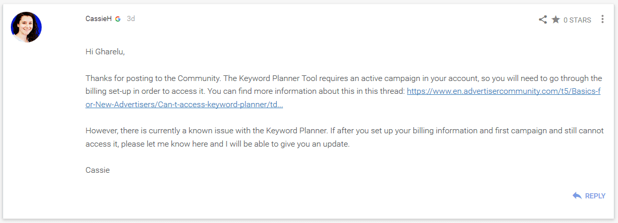 Keyword Planner Tool (forum)
